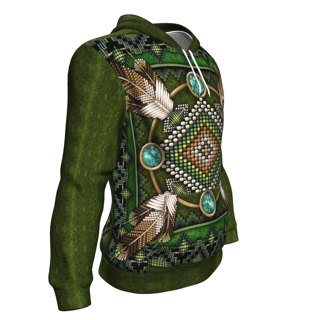Native American Green Mandala Pattern 3D Pullover Hoodie