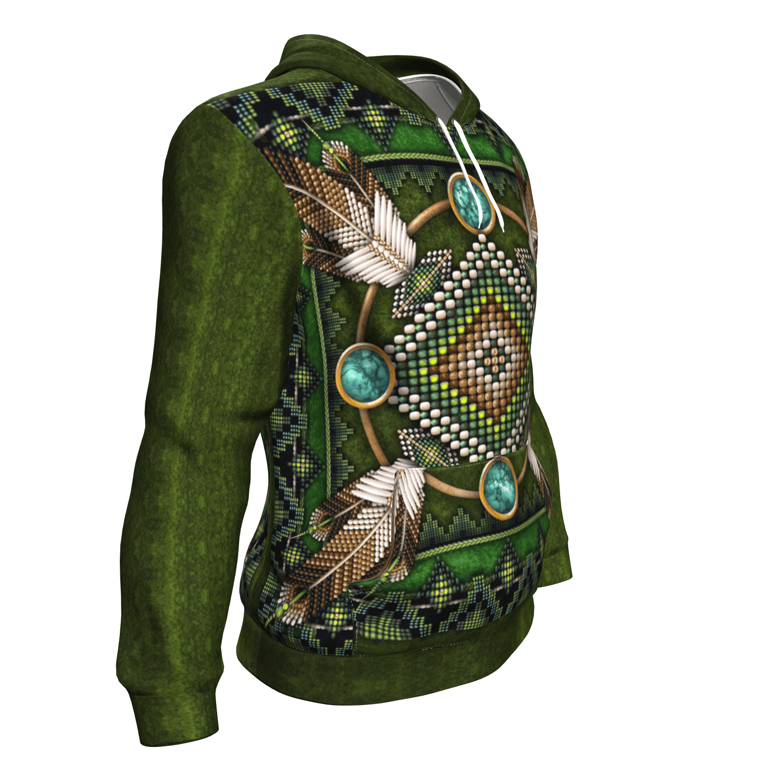 Native American Green Mandala Pattern 3D Pullover Hoodie