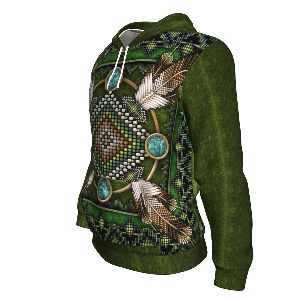 Native American Green Mandala Pattern 3D Pullover Hoodie