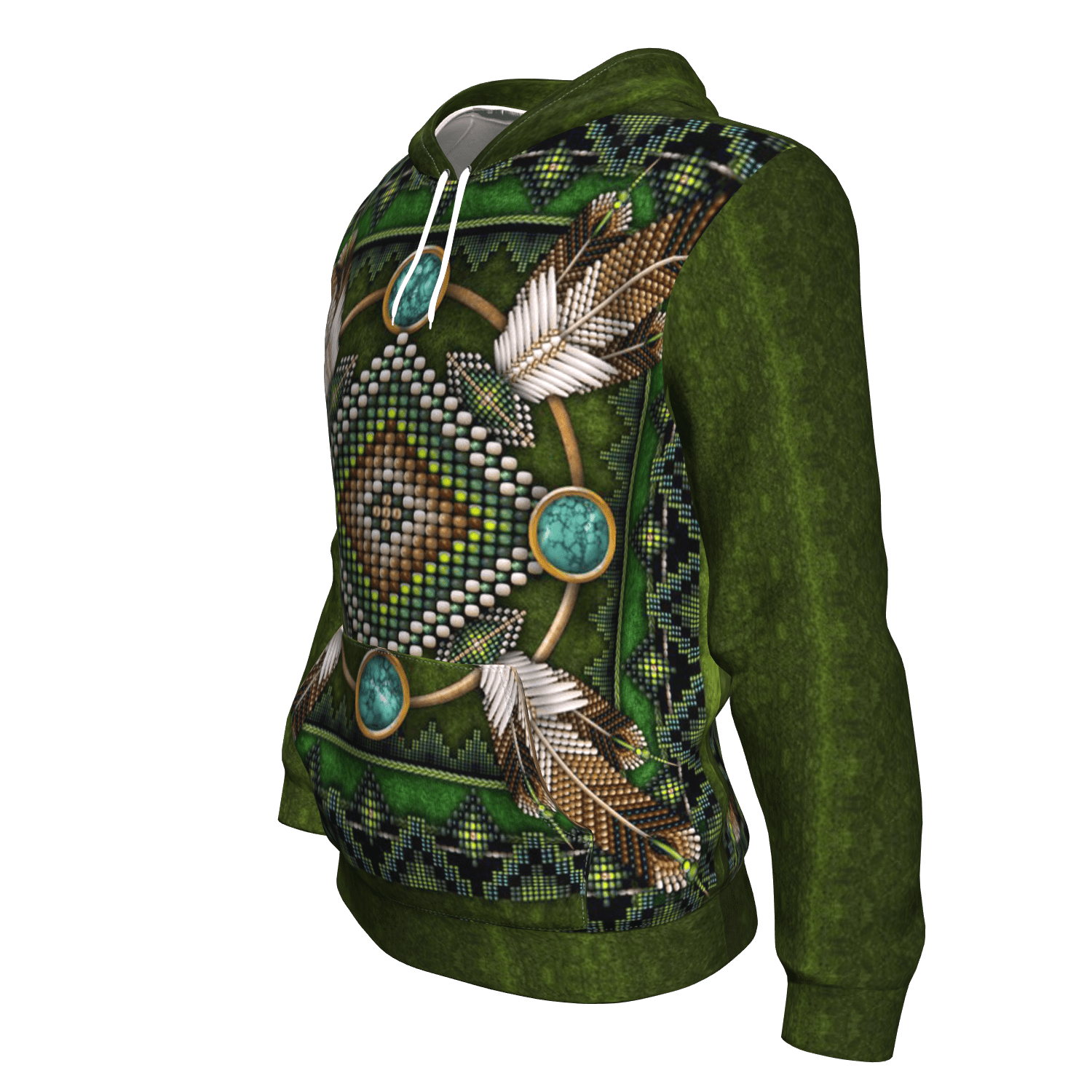 Native American Green Mandala Pattern 3D Pullover Hoodie