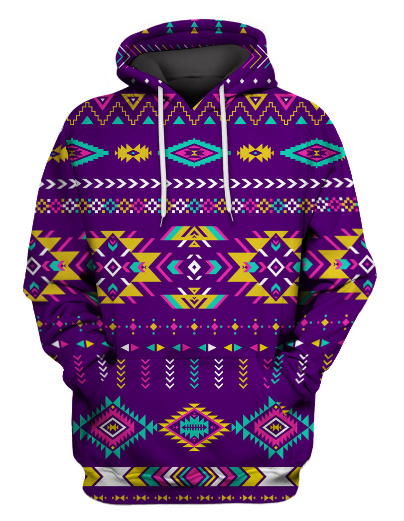 GB-NAT00549-02 Light Purple Pattern 3D Hoodie