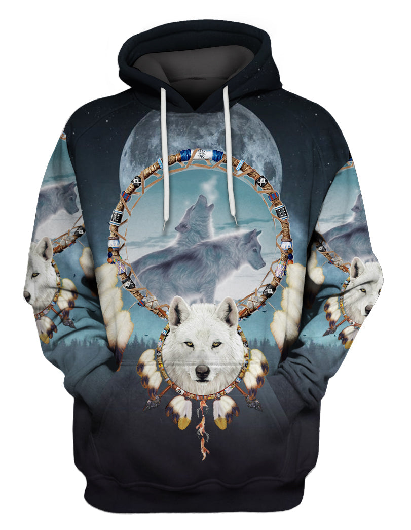 GB-NAT00569  Wolf Dream Catcher 3D Hoodie