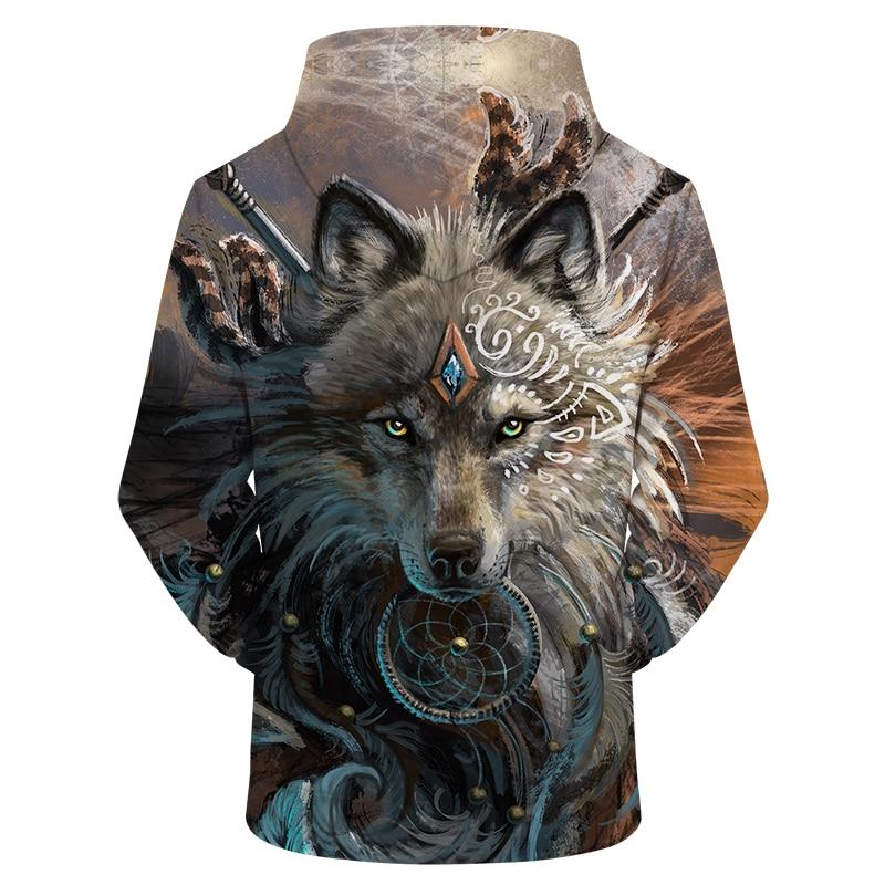 Wolf Face With Dreamcatcher 3D Native American Hoodies