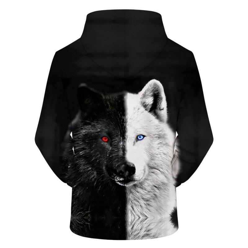 Ying And Yang Native American Wolf 3D Hoodies