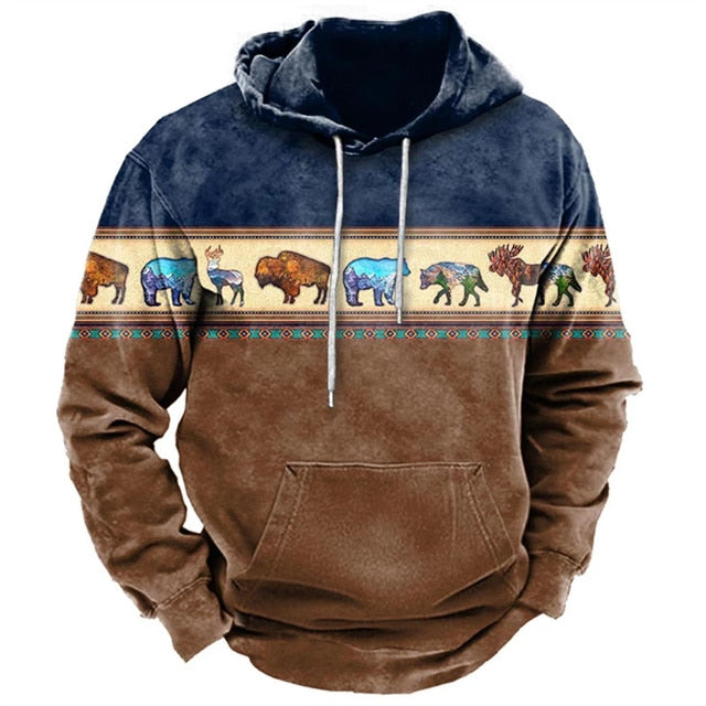 Indian Print Hoodie Unisex Hooded Sweatshirt Male Brand Casual Pullover Tops