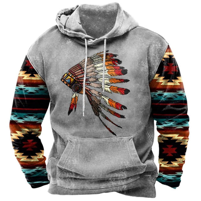 Indian Print Hoodie Unisex Hooded Sweatshirt Male Brand Casual Pullover Tops